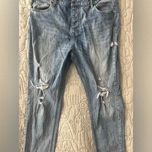 KSUBI Chitch Blue Shred Slim Fit Jeans with Leopard Patch